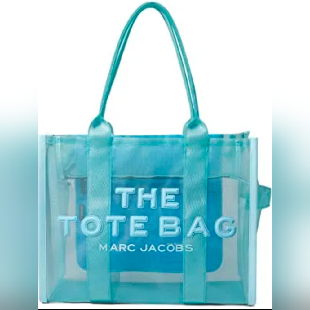 Marc Jacobs The Tote Bag Women's Medium Blue Mesh Tote Bag w/ Strap Tags